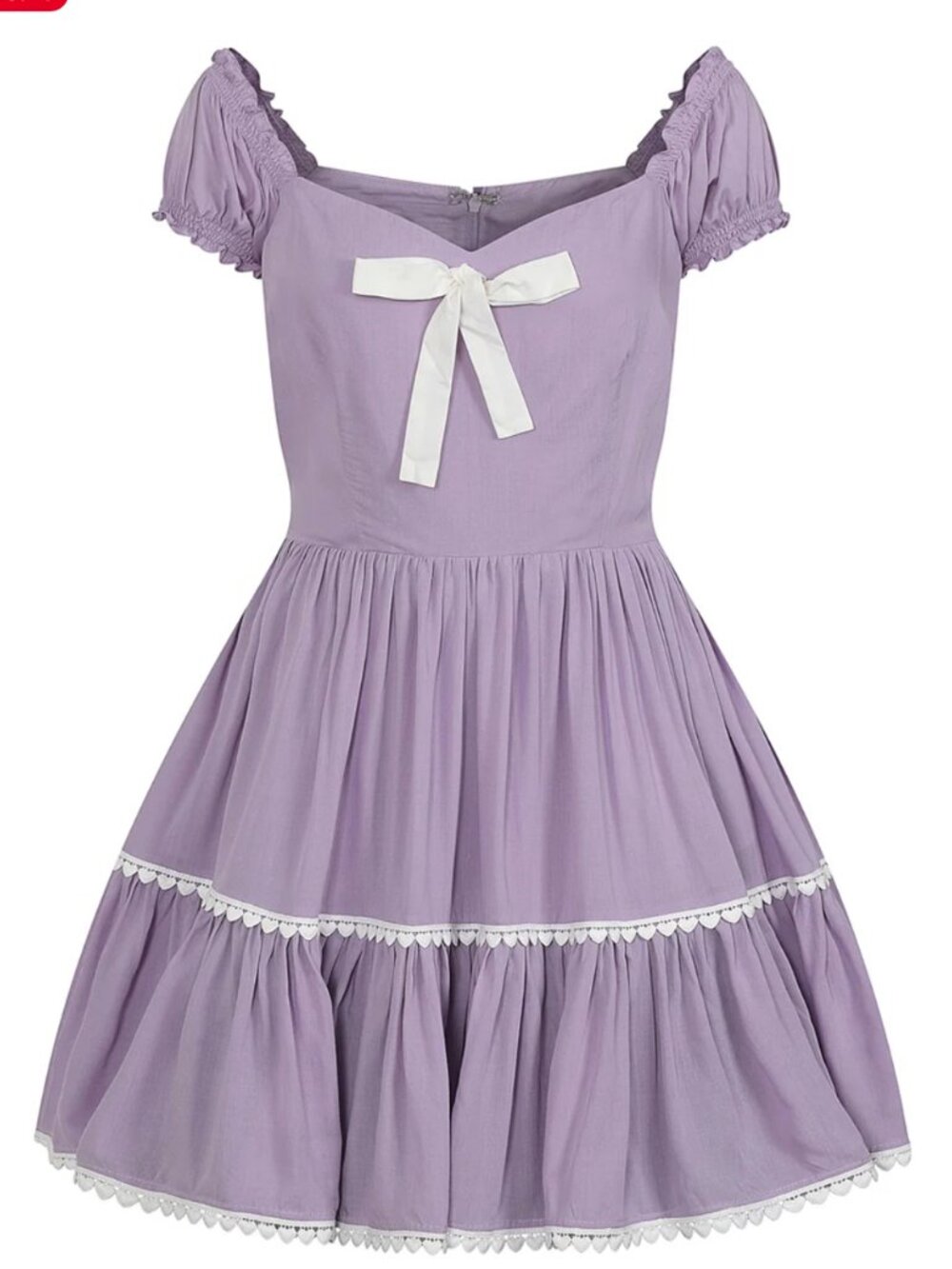 Collectif Lolisa heart trim dress in lilac. HAS POCKETS